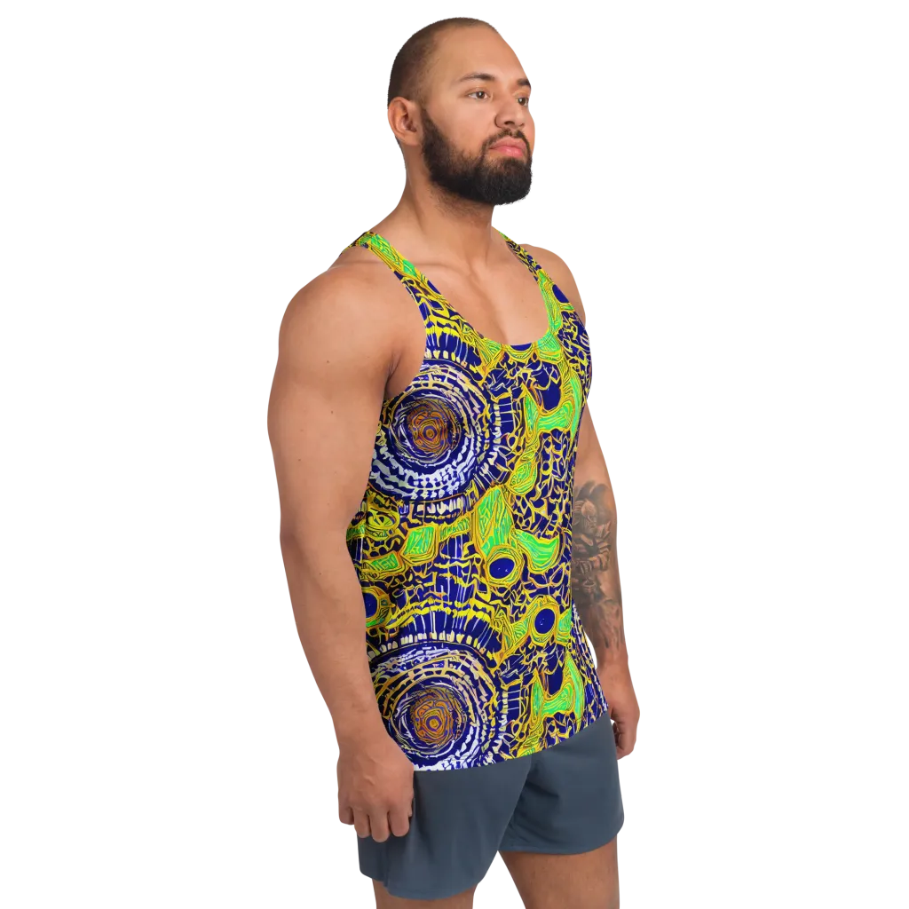Cobalt Plumage on Men's Tank Top — Right Front