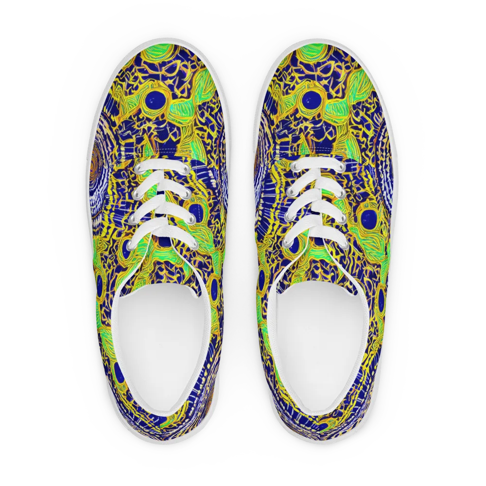 Cobalt Plumage on Men's Lace-Up Canvas Shoes — Front