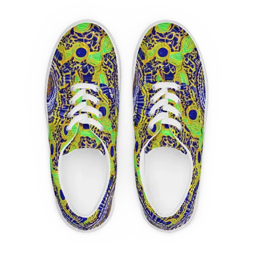 Cobalt Plumage on a Men's Lace-Up Canvas Shoes