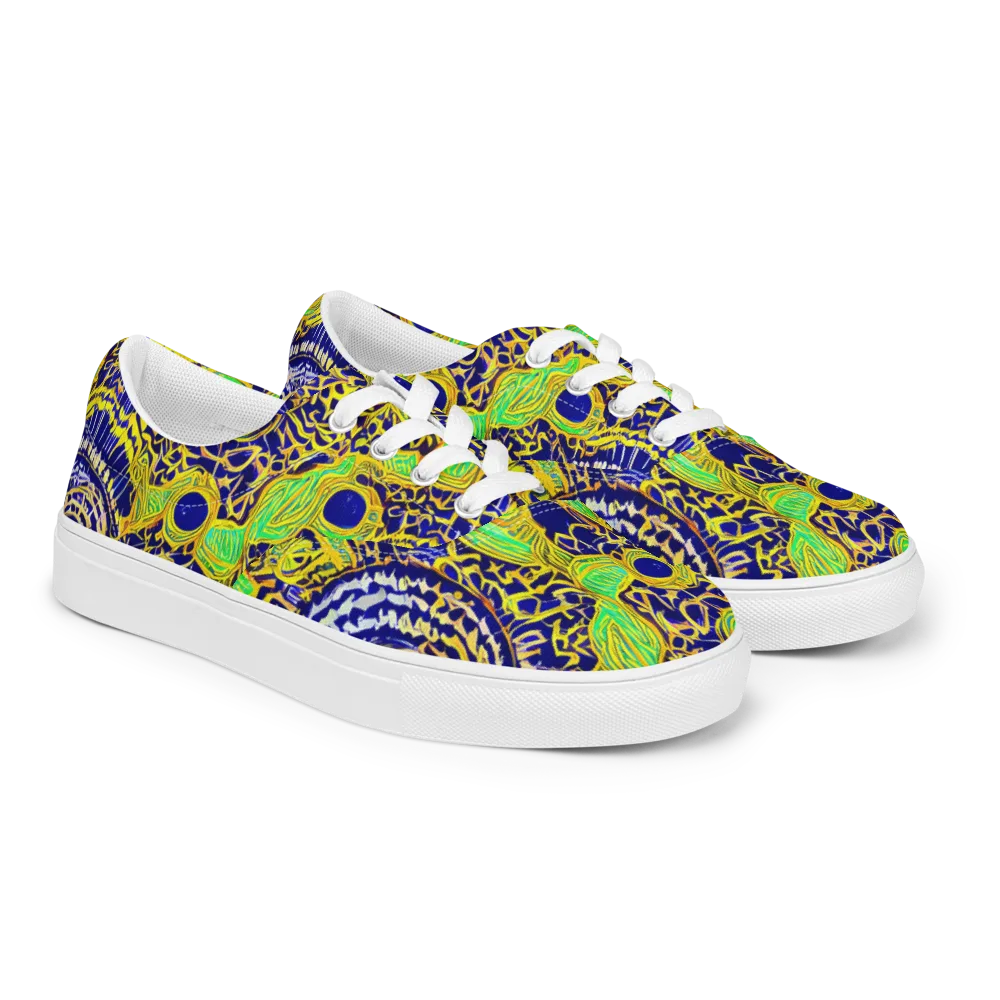 Cobalt Plumage on Men's Lace-Up Canvas Shoes — Right Front