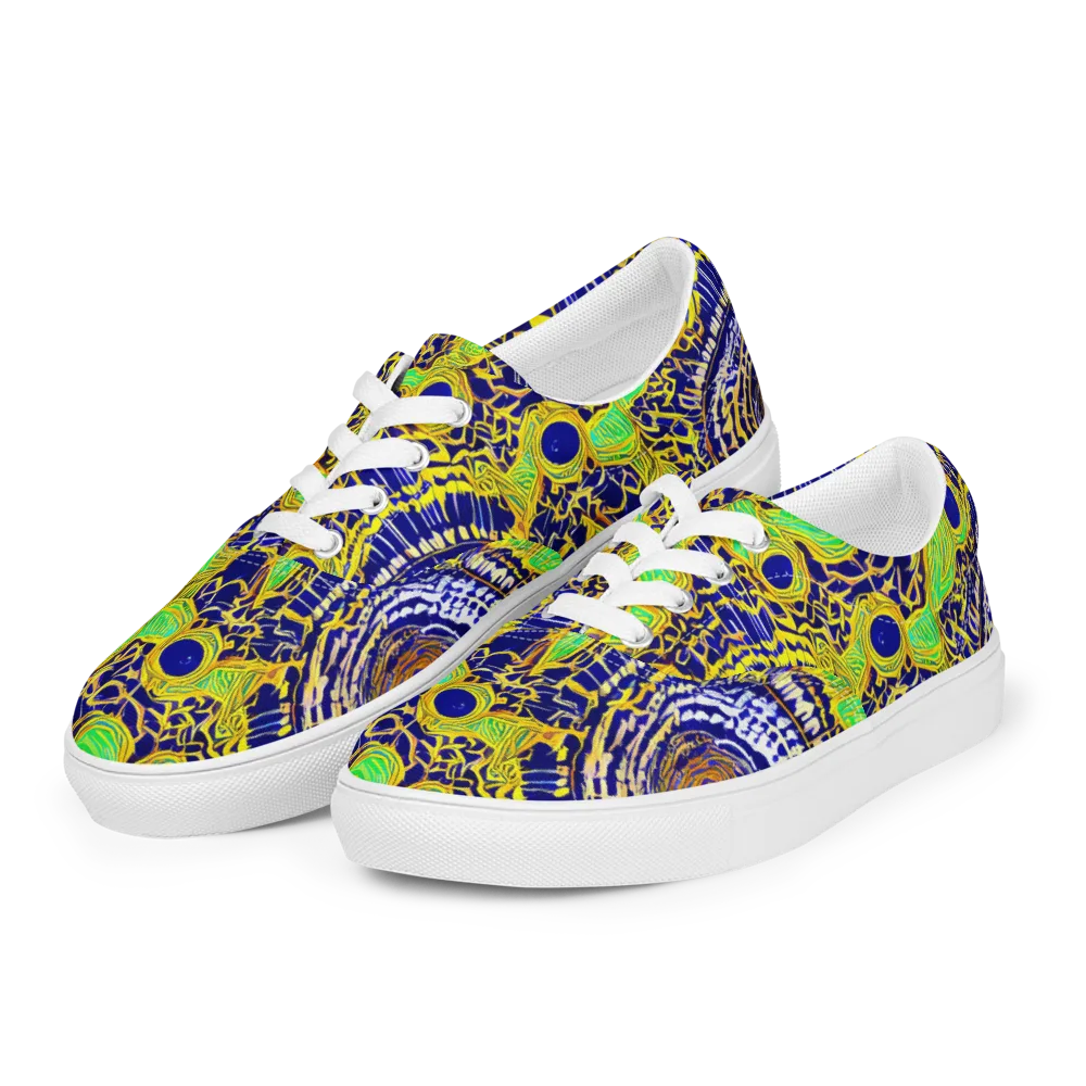 Cobalt Plumage on Men's Lace-Up Canvas Shoes — Left Front