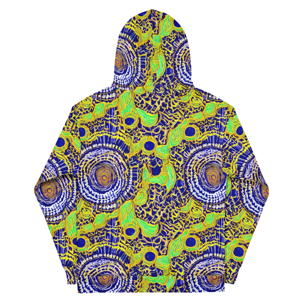 Cobalt Plumage on Cotton Hoodie — Back