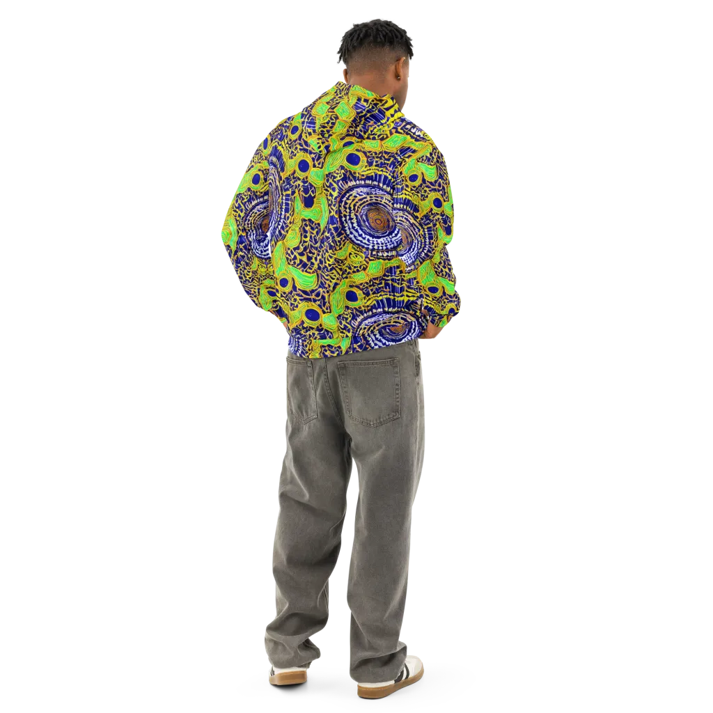 Cobalt Plumage on Cotton Hoodie — Back