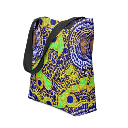 Cobalt Plumage on a Tote Bag