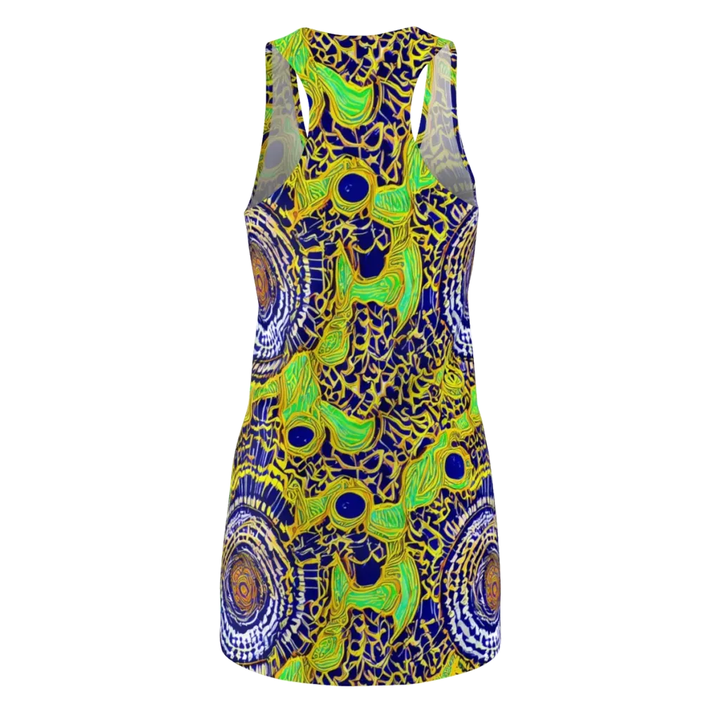 Cobalt Plumage on Racerback Dress — Back
