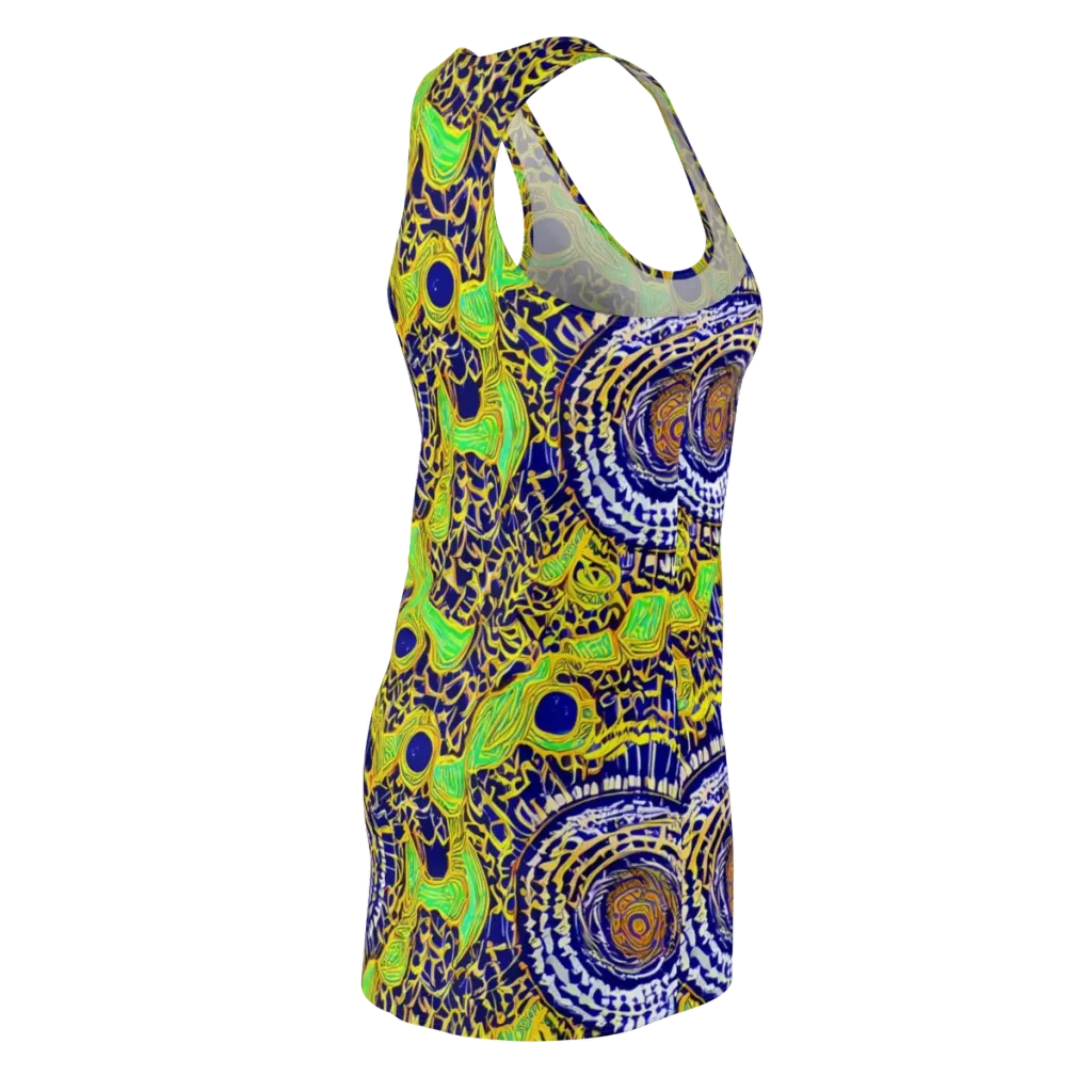 Cobalt Plumage on Racerback Dress — Back Side
