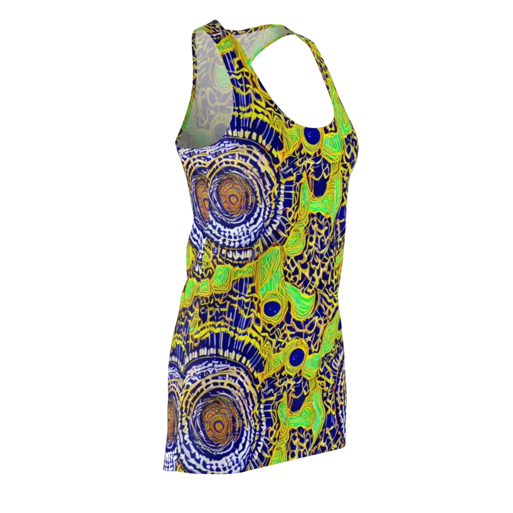 Cobalt Plumage on Racerback Dress — Front Side