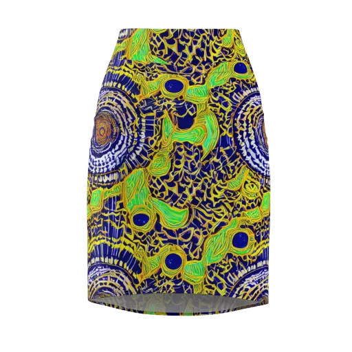 Cobalt Plumage on a Pencil Skirt