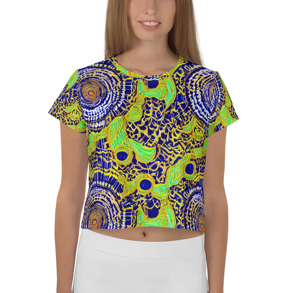 Cobalt Plumage on Crop Tee — Front