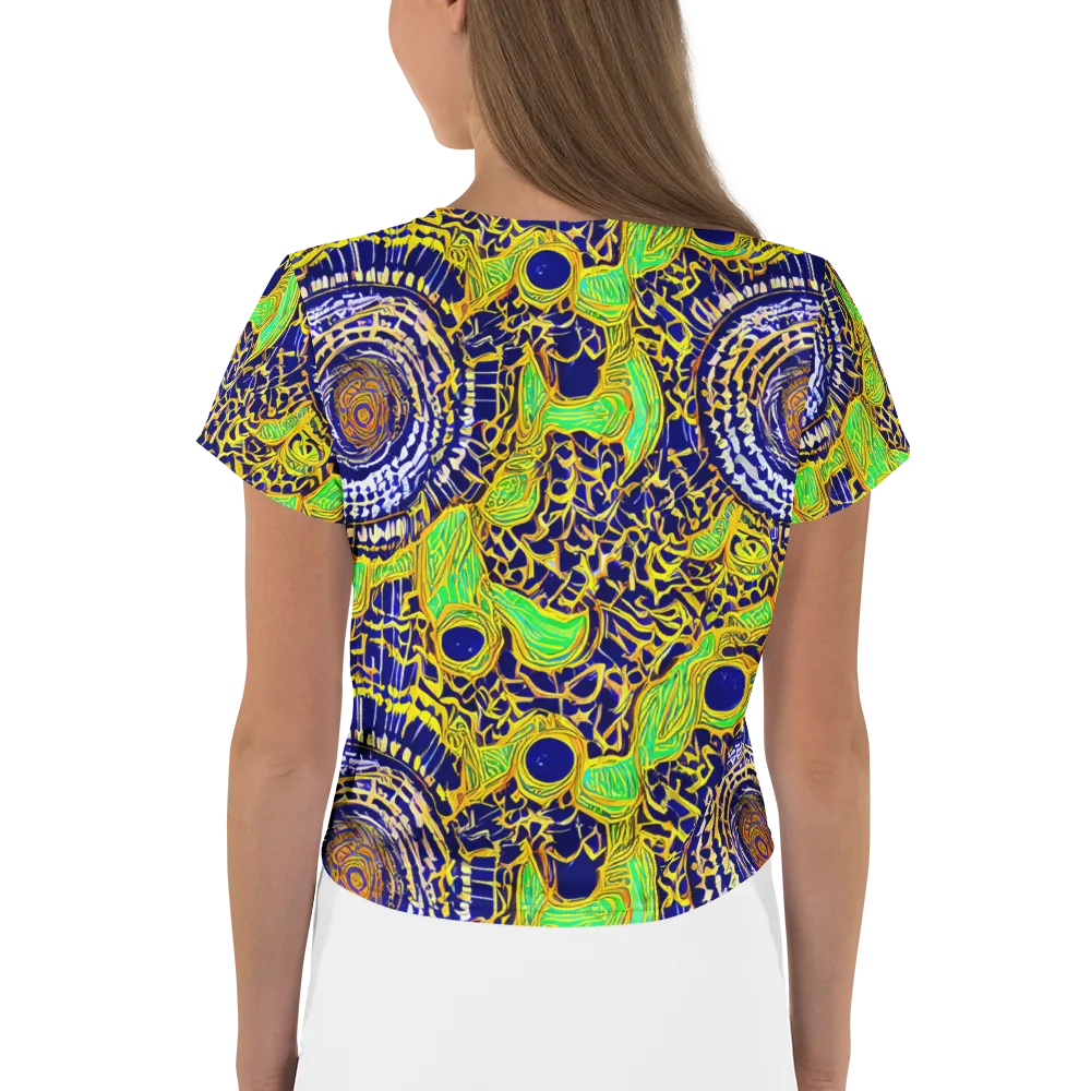 Cobalt Plumage on Crop Tee — Back