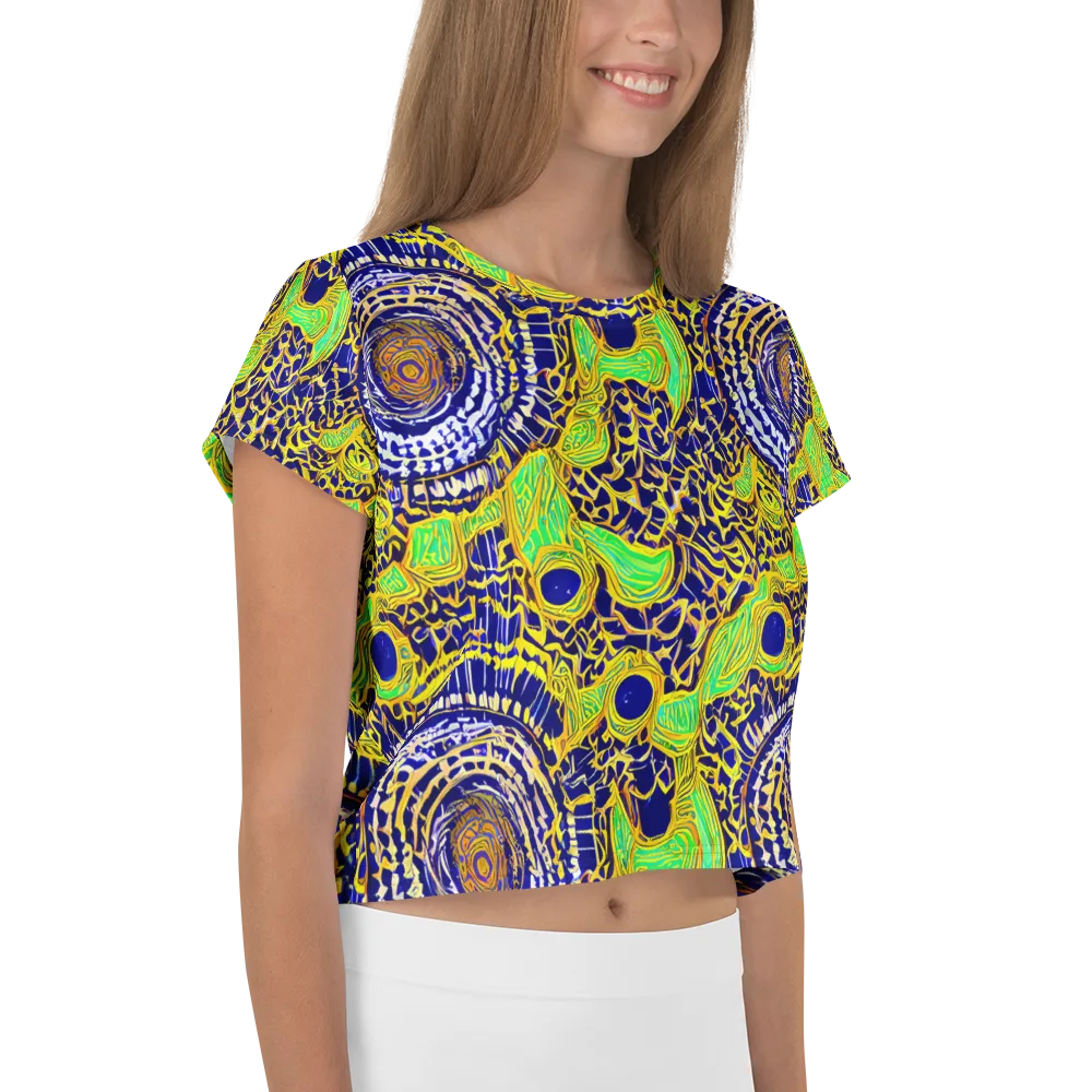 Cobalt Plumage on Crop Tee — Right