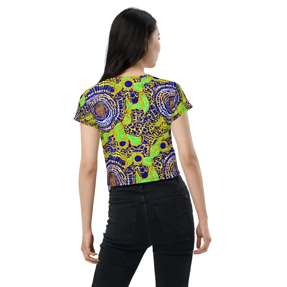 Cobalt Plumage on Crop Tee — Back