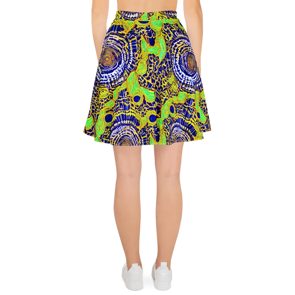 Cobalt Plumage on Skater Skirt — Back