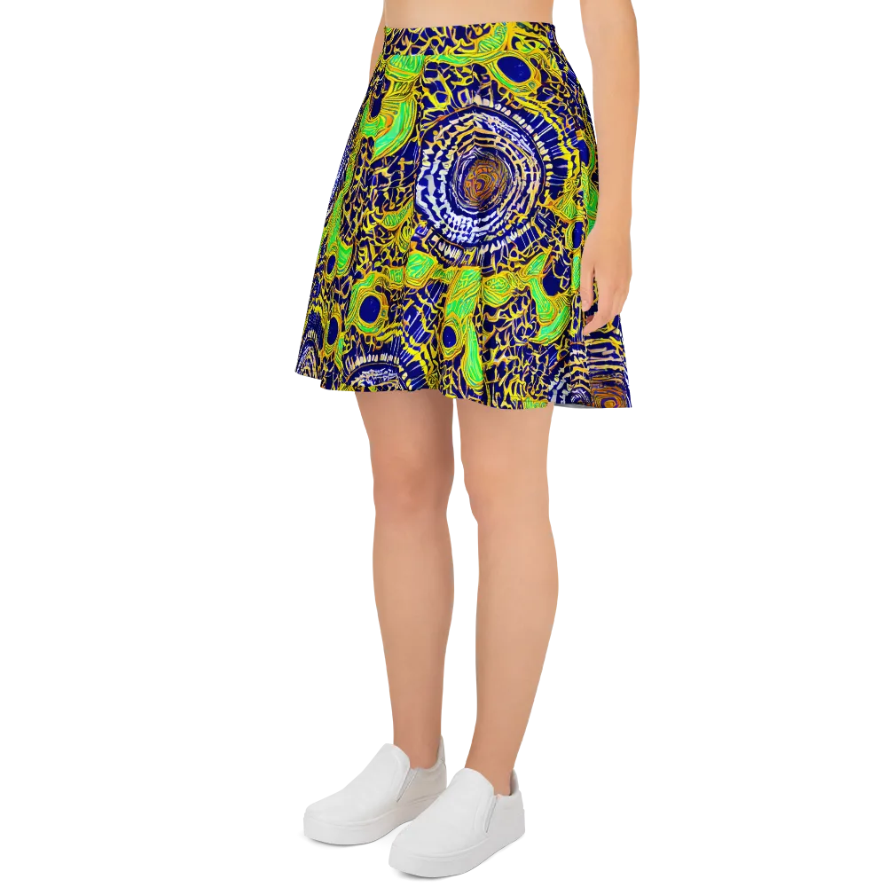 Cobalt Plumage on Skater Skirt — Left