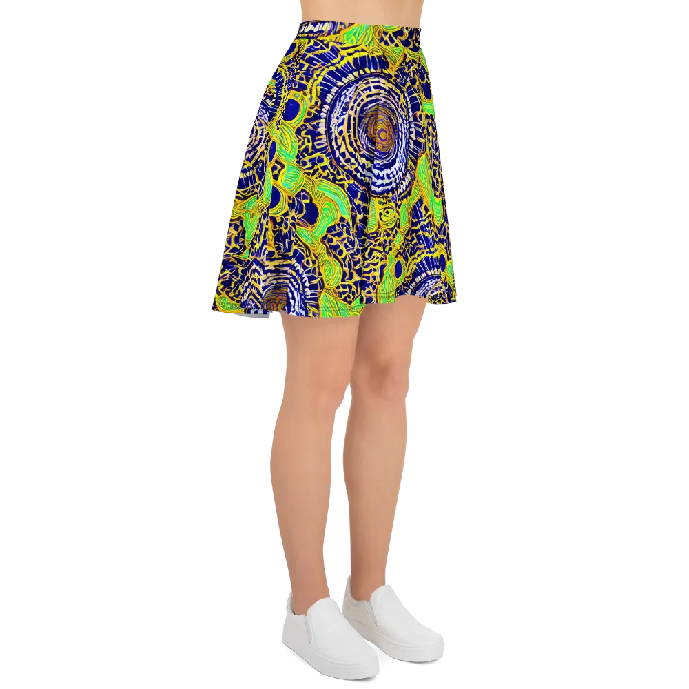 Cobalt Plumage on Skater Skirt — Right