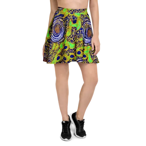 Cobalt Plumage on a Skater Skirt