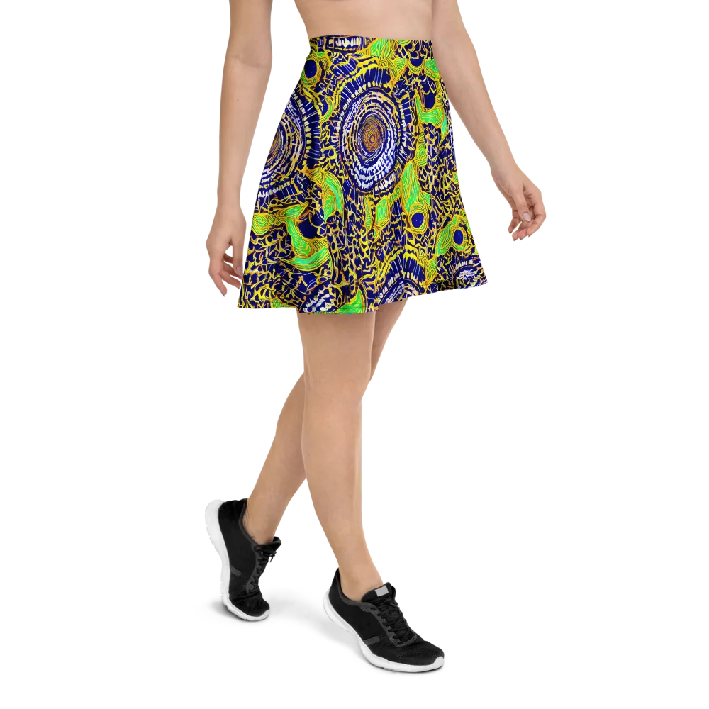 Cobalt Plumage on Skater Skirt — Right