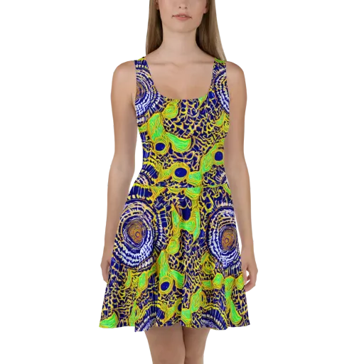 Cobalt Plumage on a Skater Dress