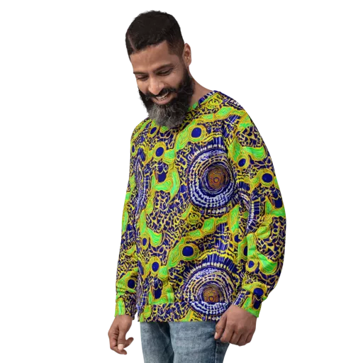 Cobalt Plumage on a Sweatshirt
