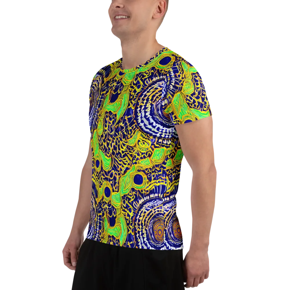 Cobalt Plumage on Men's Athletic T-Shirt — Left