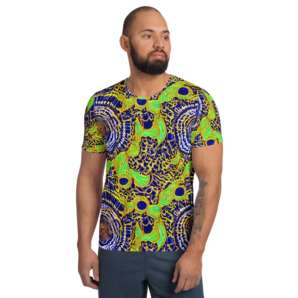 Cobalt Plumage on Men's Athletic T-Shirt — Front