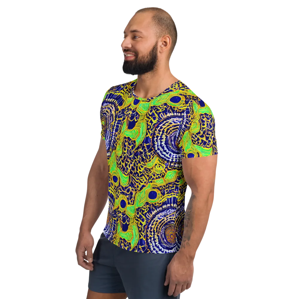 Cobalt Plumage on Men's Athletic T-Shirt — Left