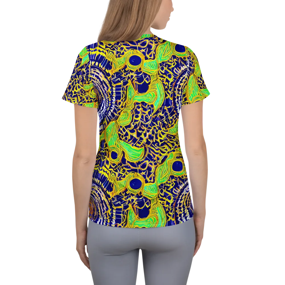 Cobalt Plumage on Women's Athletic T-Shirt — Back