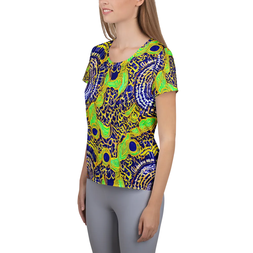 Cobalt Plumage on Women's Athletic T-Shirt — Left