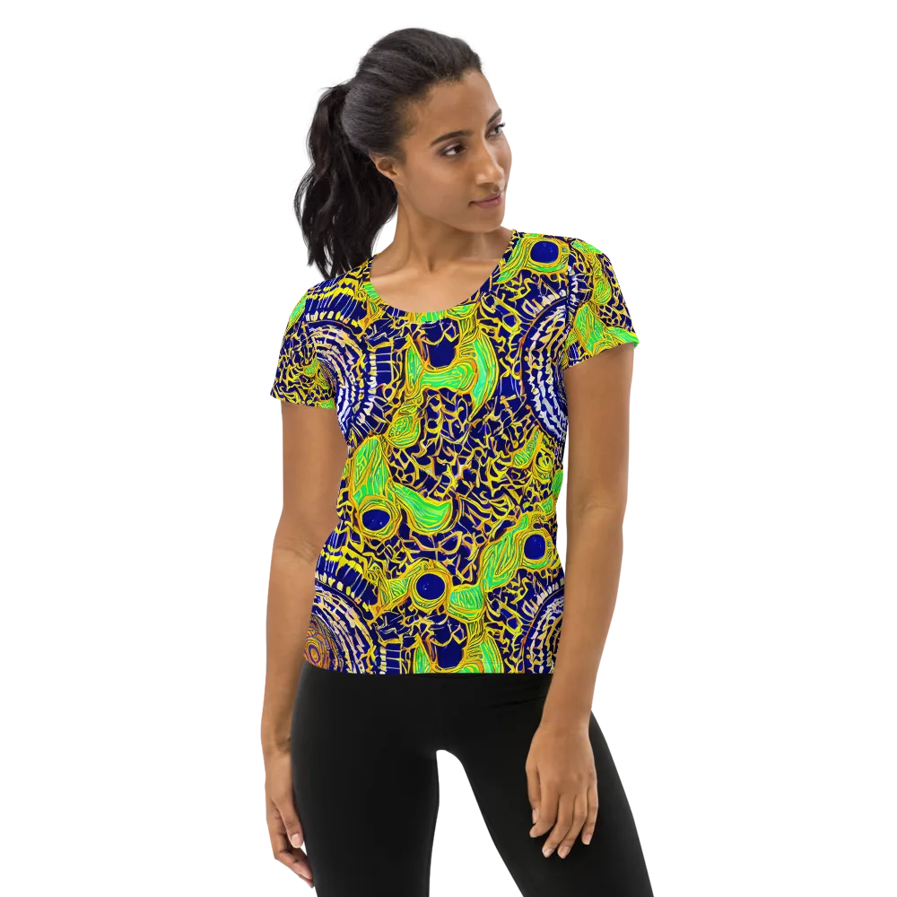 Cobalt Plumage on Women's Athletic T-Shirt — Front