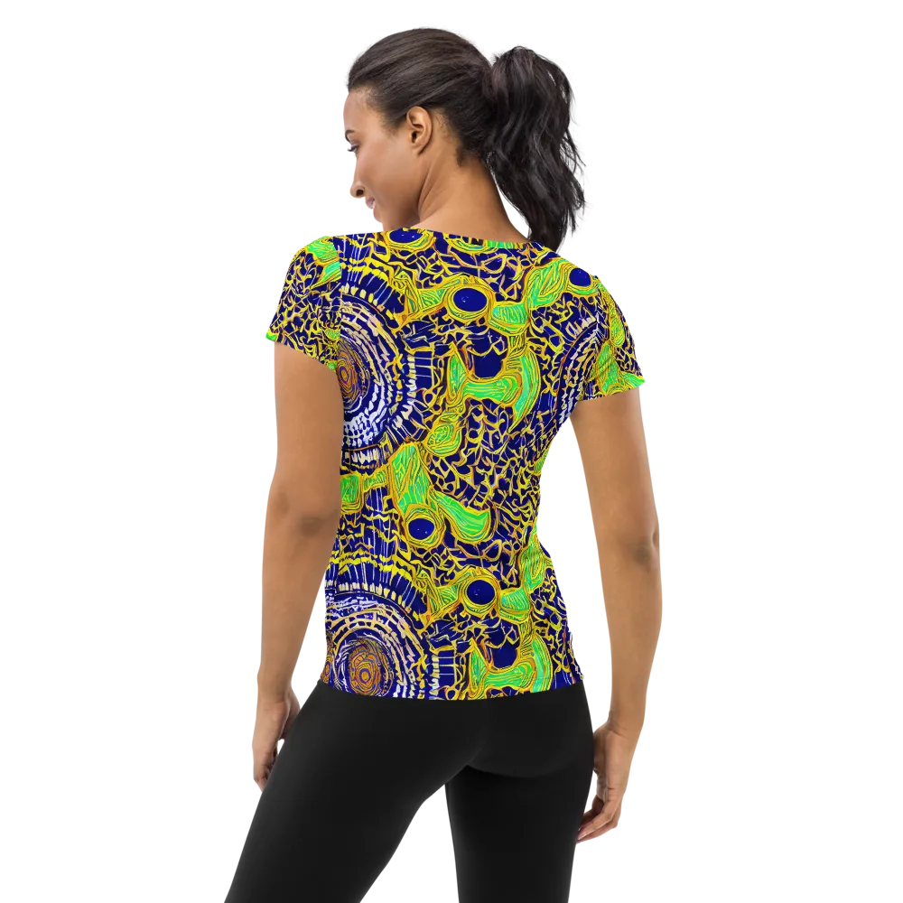 Cobalt Plumage on Women's Athletic T-Shirt — Back