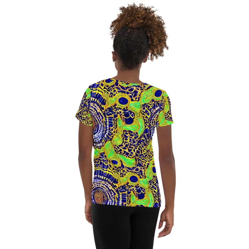 Cobalt Plumage on Women's Athletic T-Shirt — Back