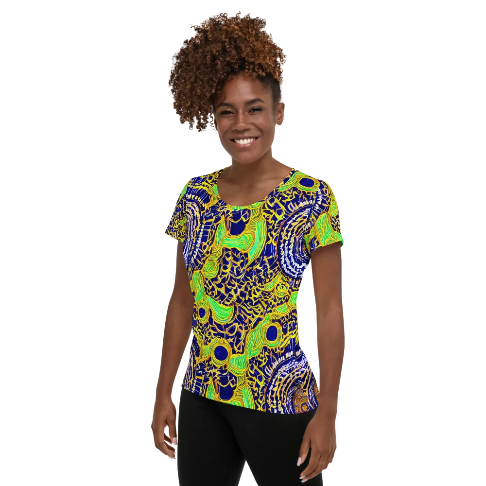 Cobalt Plumage on Women's Athletic T-Shirt — Left
