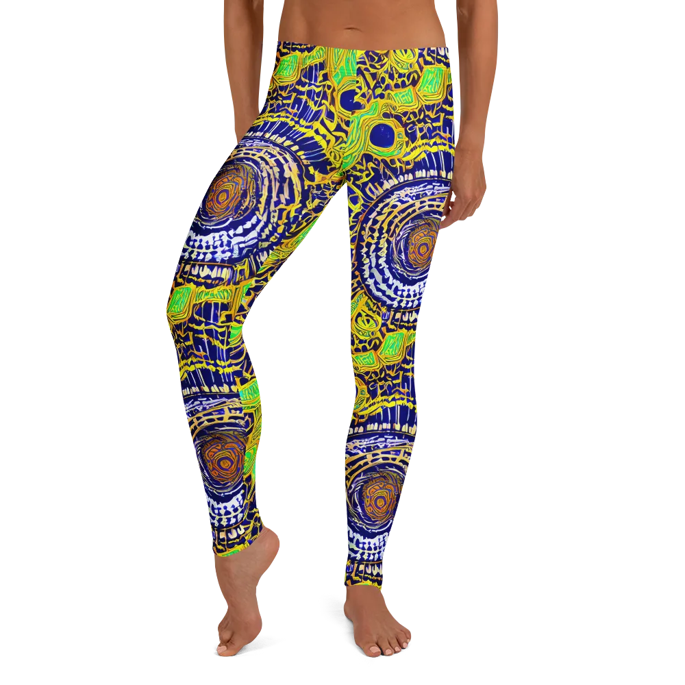 Cobalt Plumage on Leggings — Front