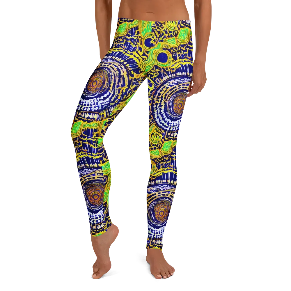 Cobalt Plumage on Leggings — Front