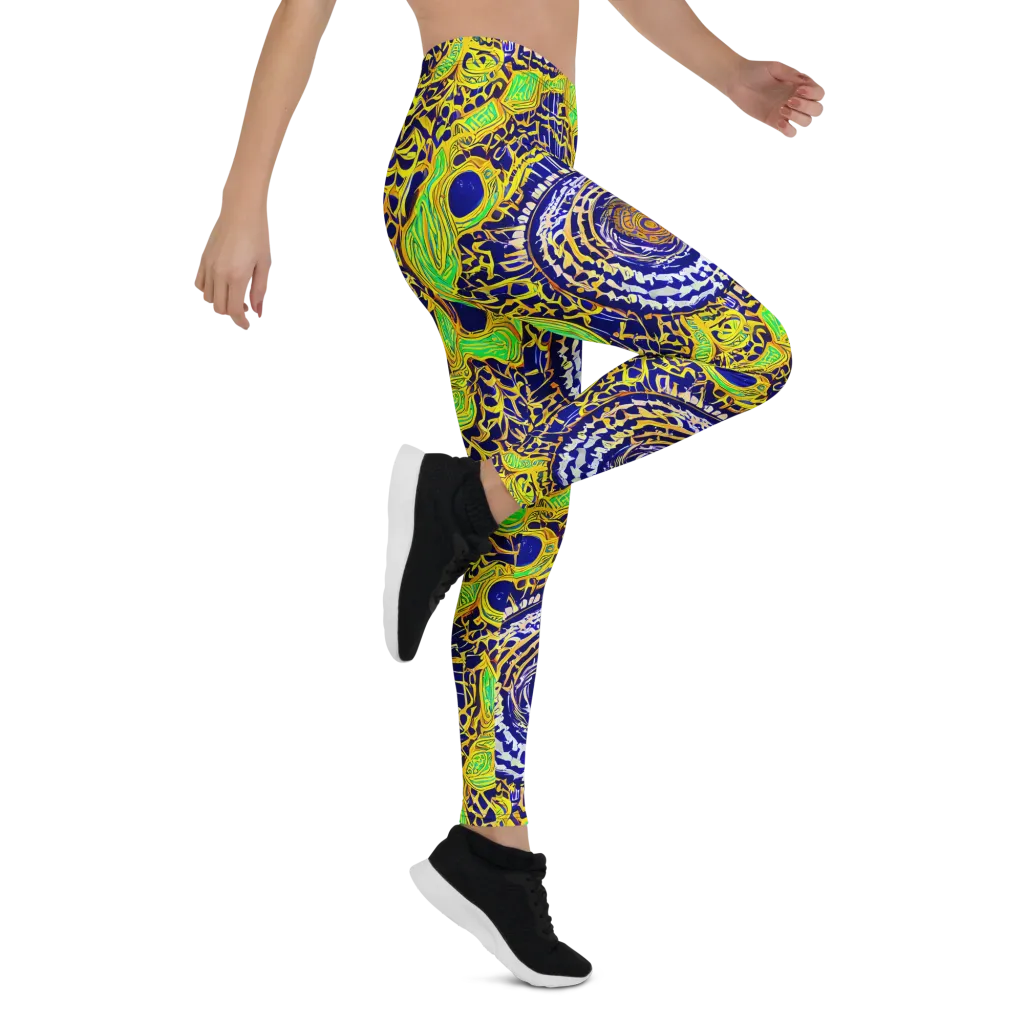 Cobalt Plumage on Leggings — Right