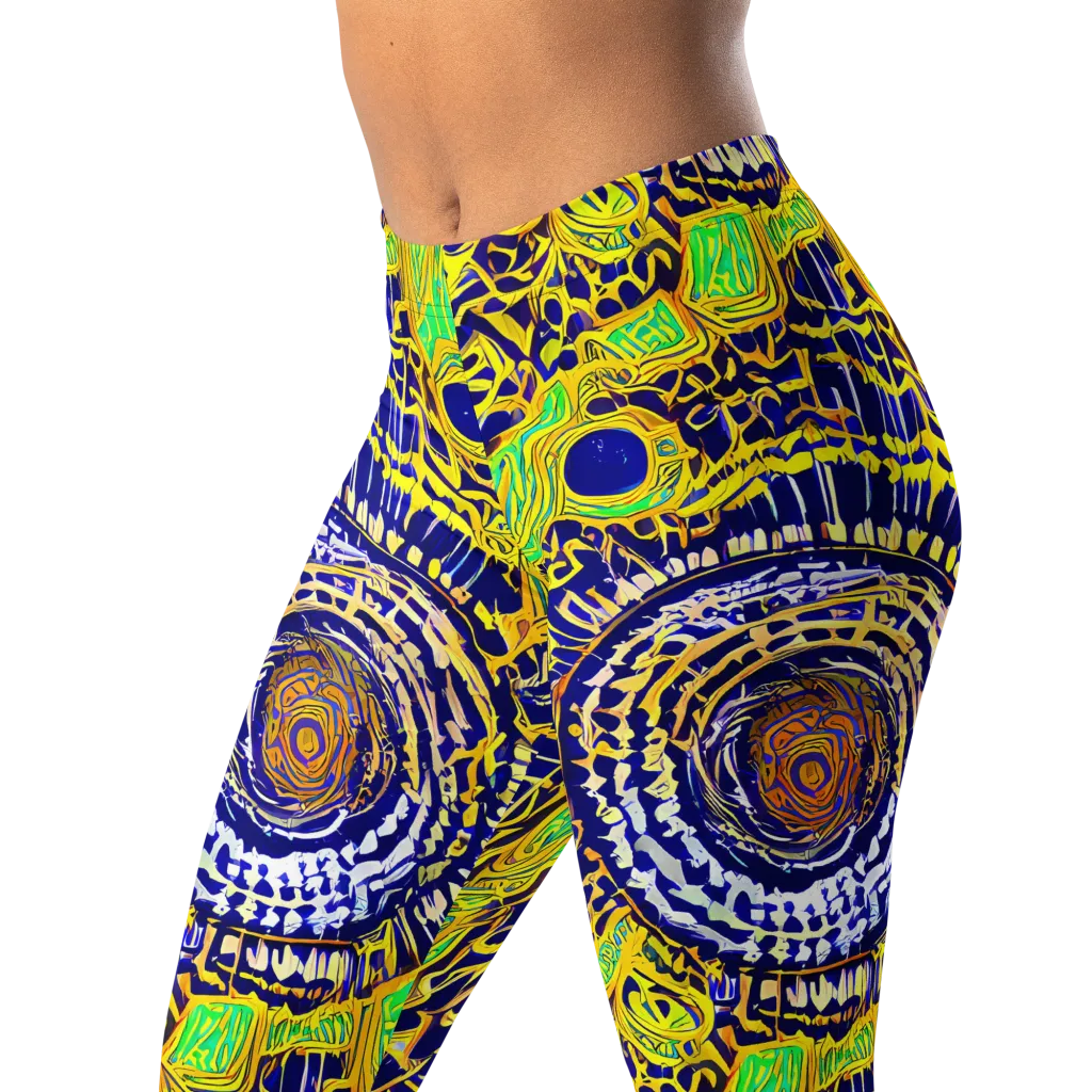 Cobalt Plumage on Leggings — Left Front