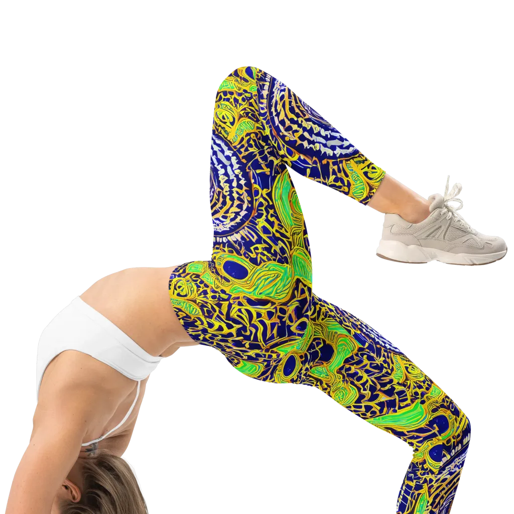 Cobalt Plumage on Leggings — Right