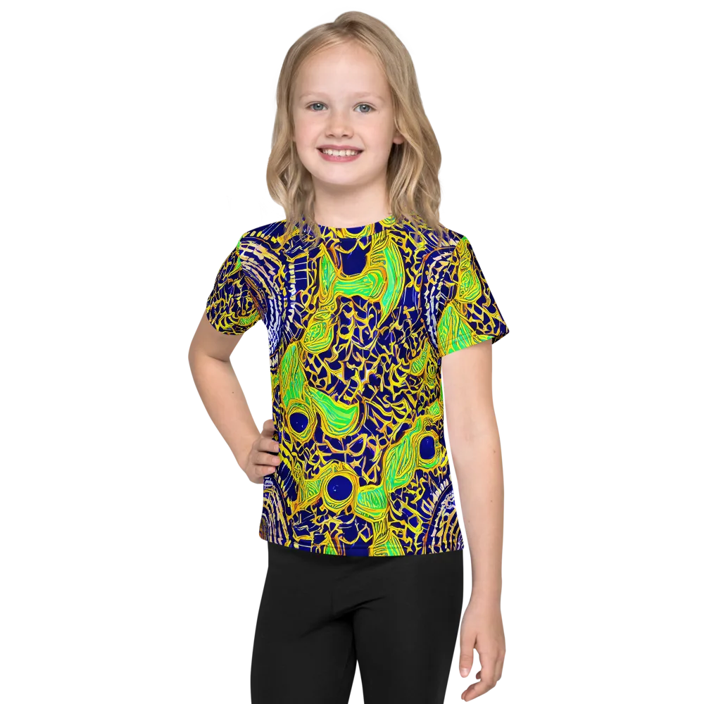 Cobalt Plumage on Kids Crew Neck T-Shirt — Front