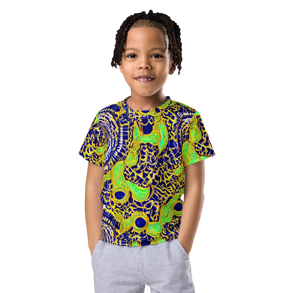 Cobalt Plumage on Kids Crew Neck T-Shirt — Front