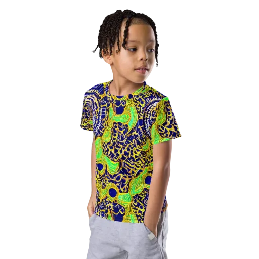Cobalt Plumage on a Kids Crew Neck T-Shirt