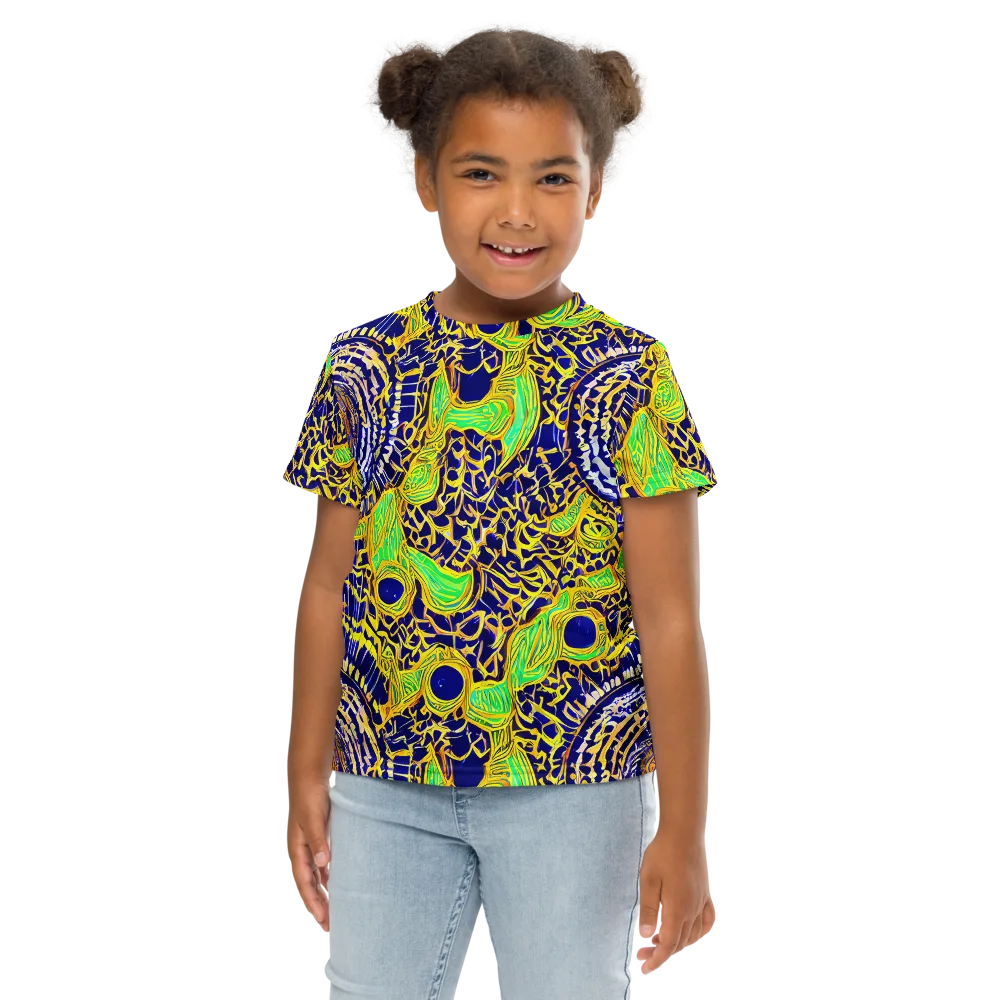 Cobalt Plumage on Kids Crew Neck T-Shirt — Front