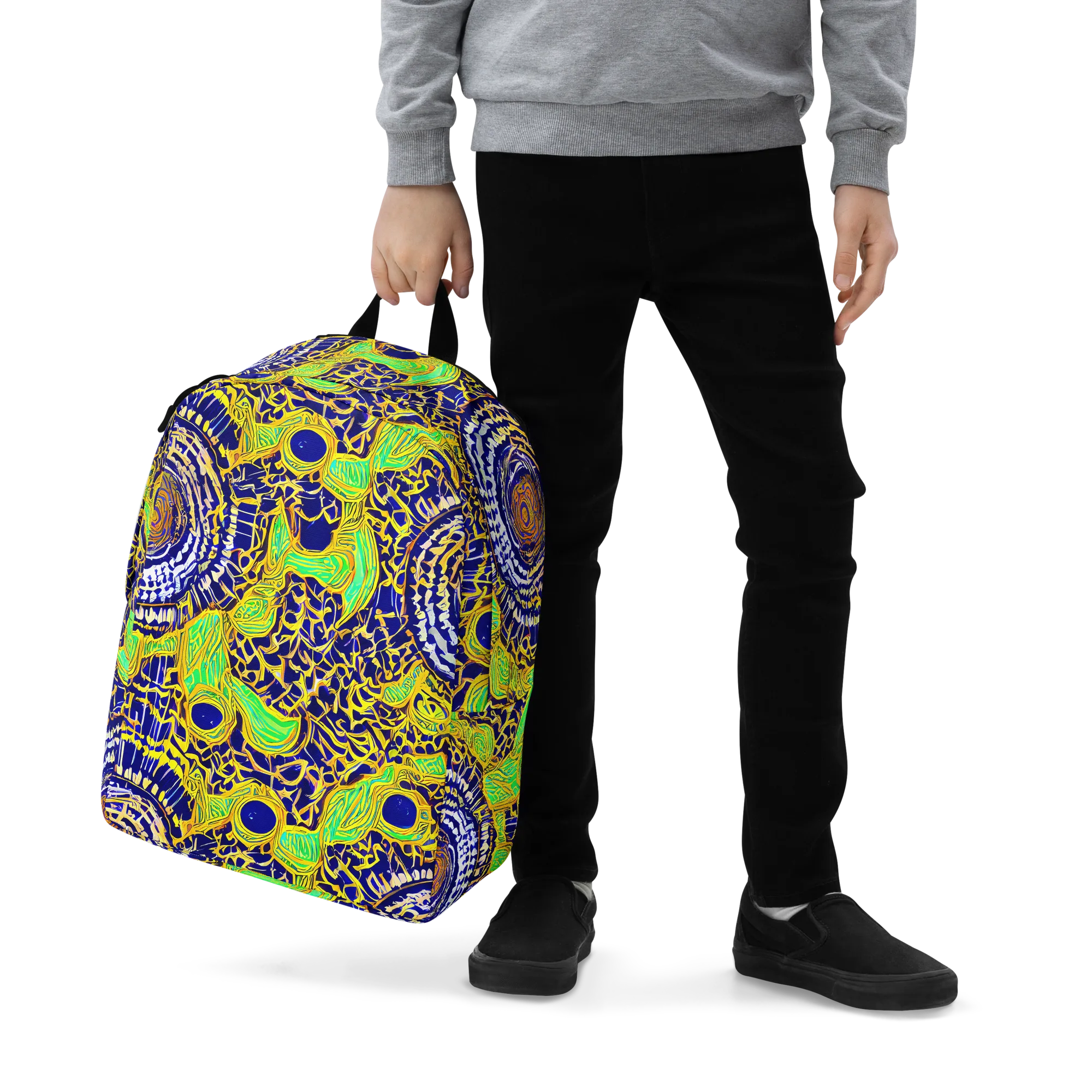 Cobalt Plumage on Minimalist Backpack — Zoomed-in