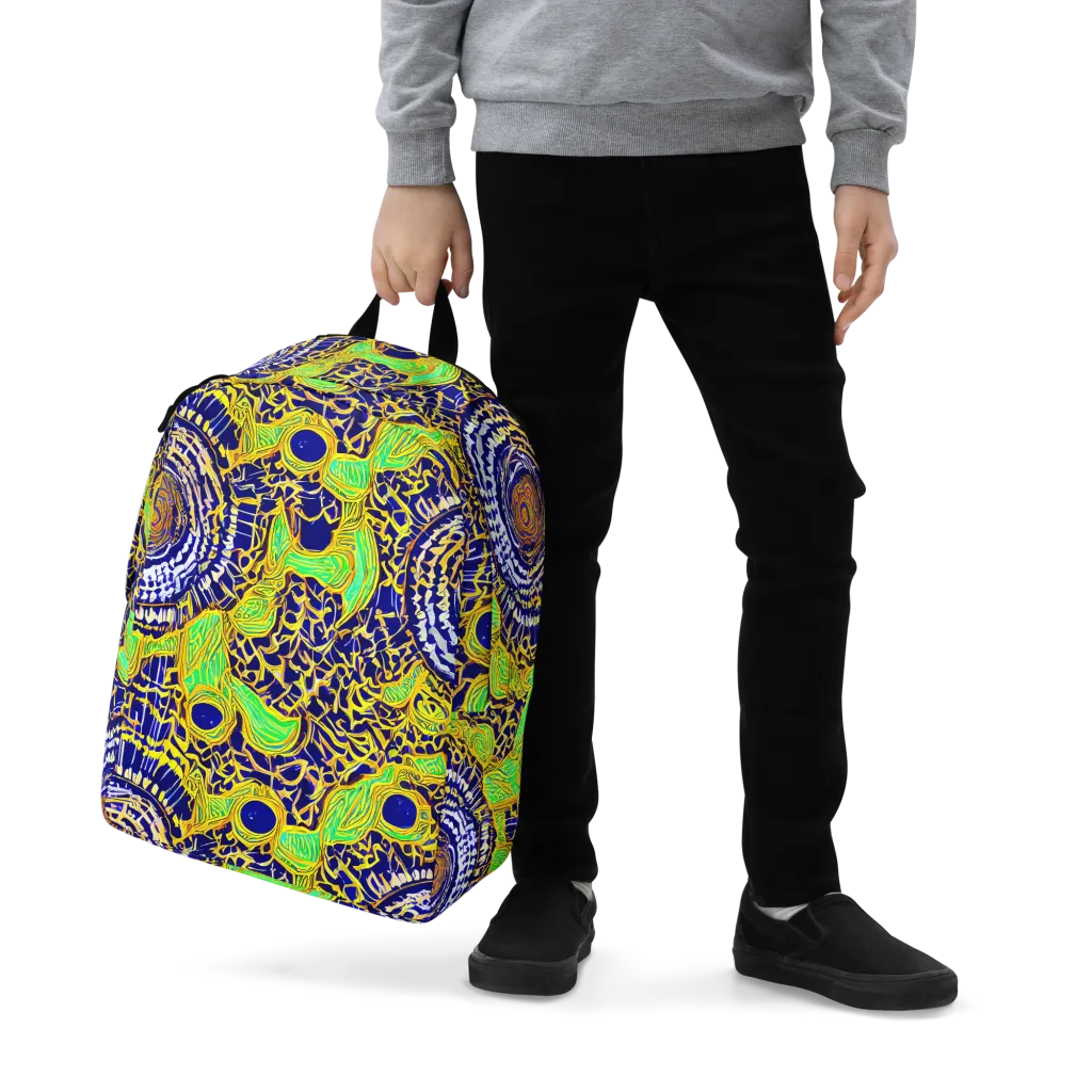 Cobalt Plumage on Minimalist Backpack — Zoomed-in