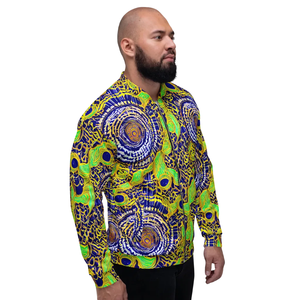 Cobalt Plumage on Bomber Jacket — Right