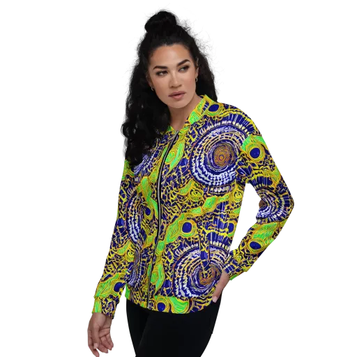 Cobalt Plumage on a Bomber Jacket