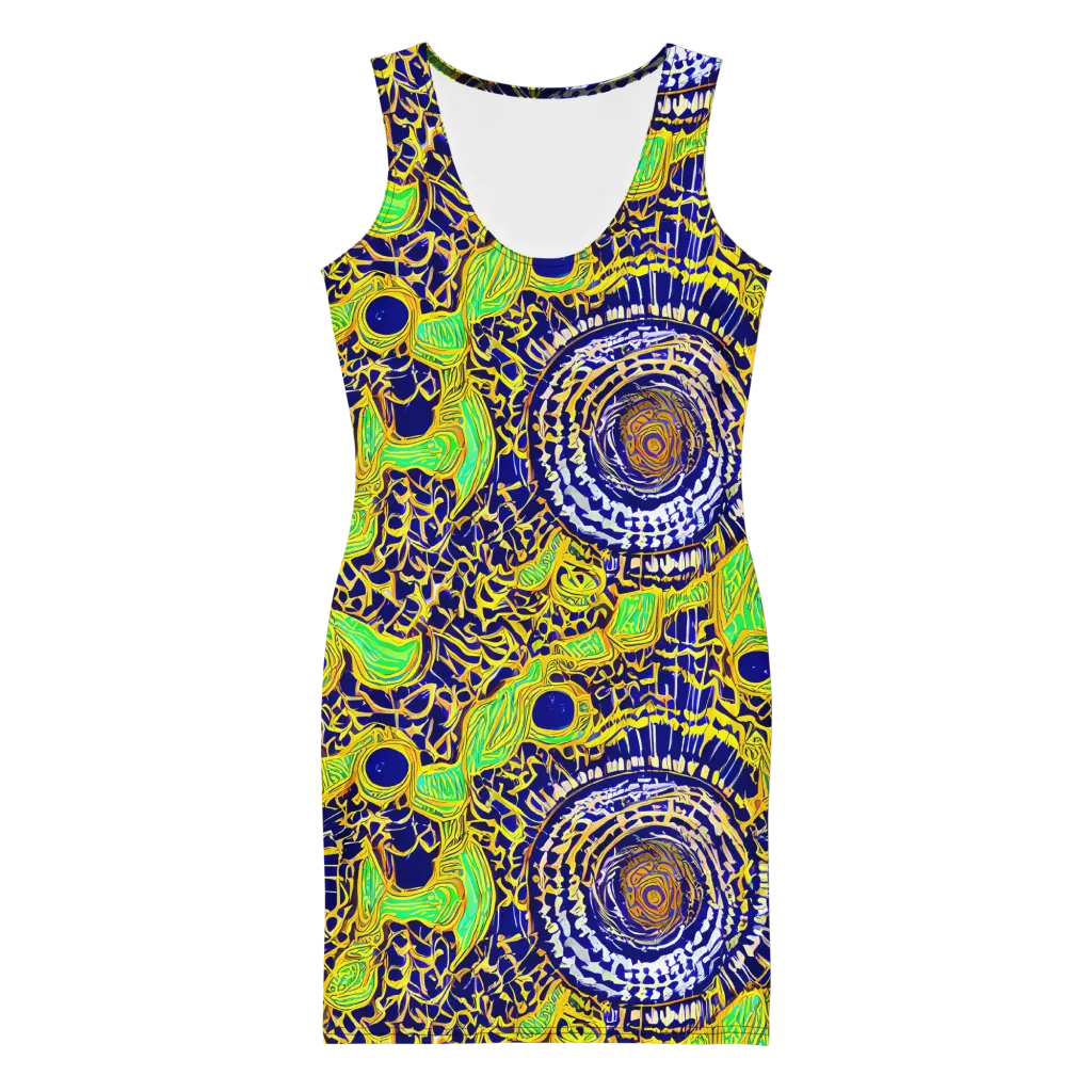 Cobalt Plumage on Bodycon Dress — Front