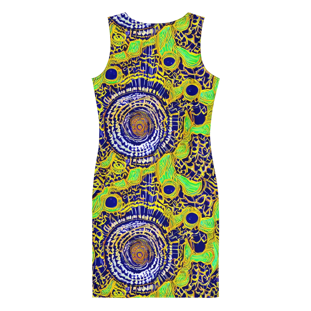 Cobalt Plumage on Bodycon Dress — Back