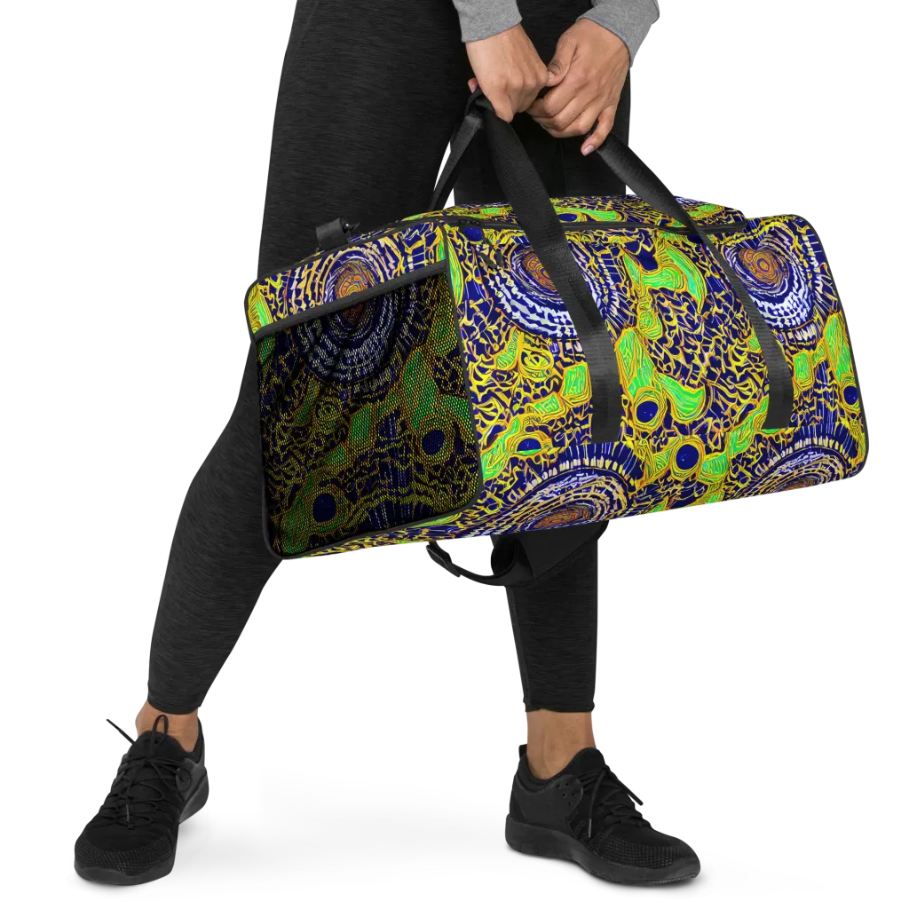 Cobalt Plumage on Duffle Bag — Right Front