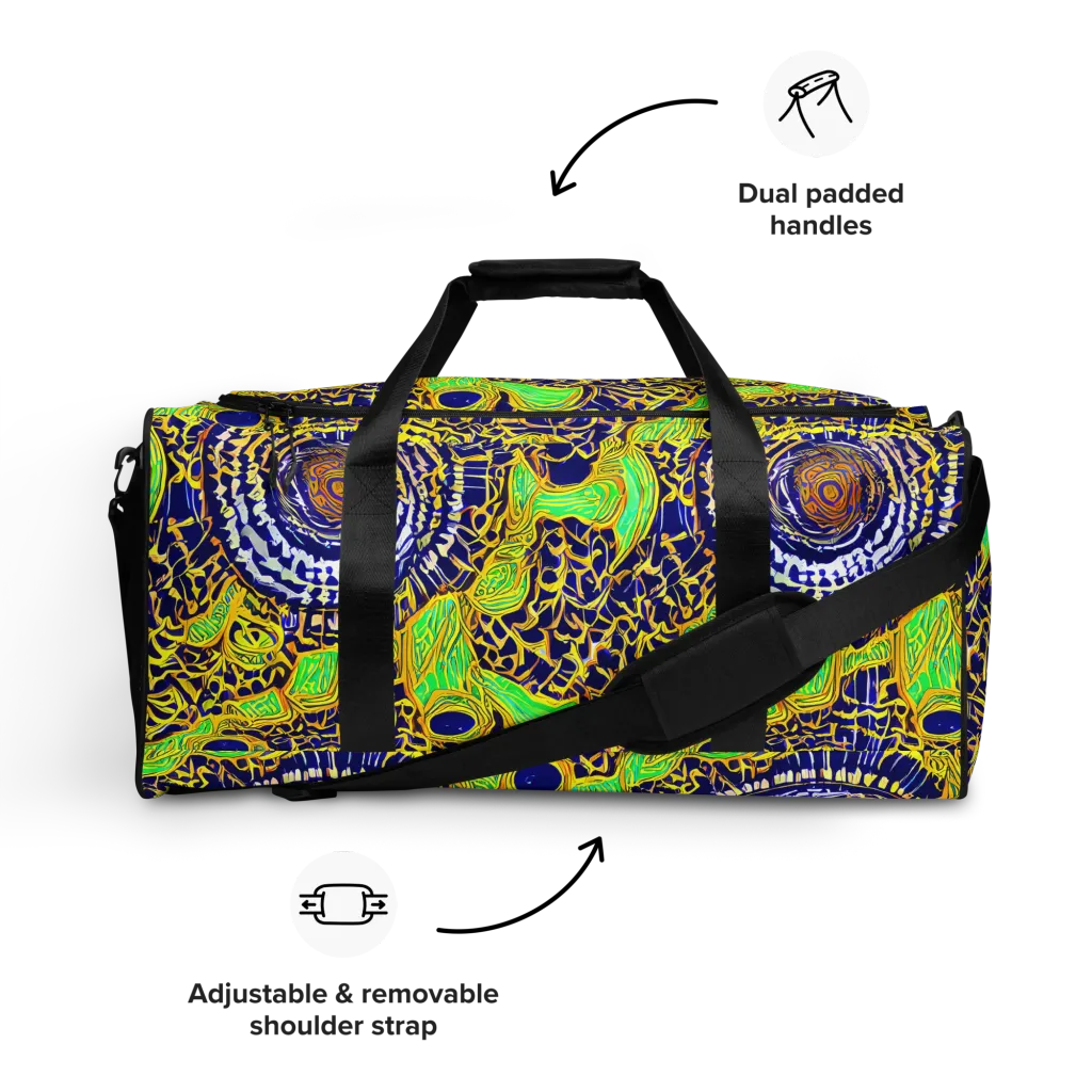 Cobalt Plumage on Duffle Bag — Front