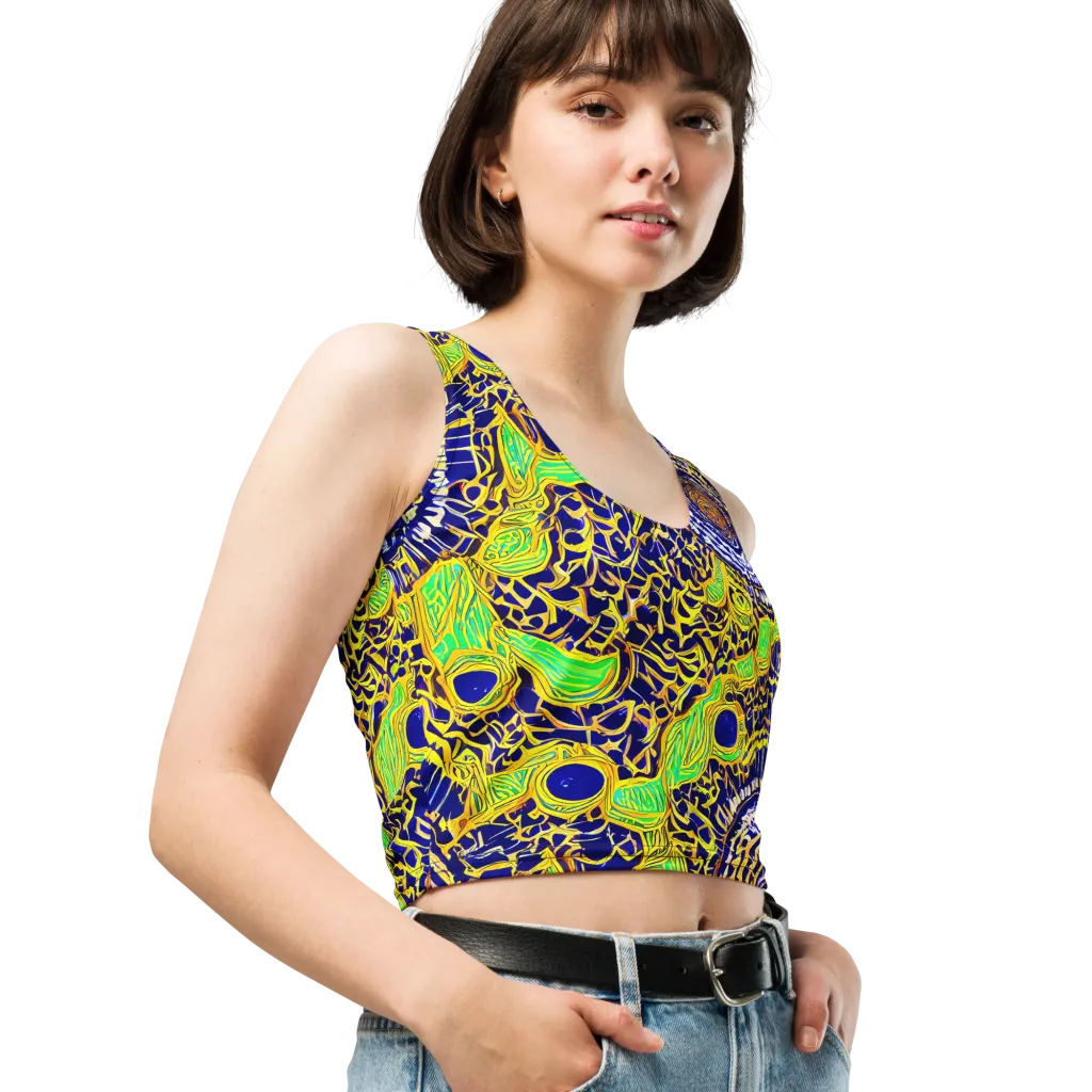 Cobalt Plumage on Crop Top — Right Front